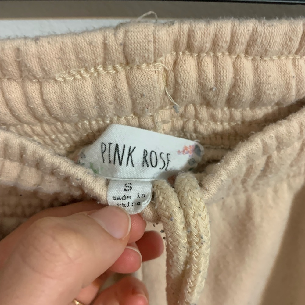 tan or khaki sweatpants, brand: pink rose, size: small
